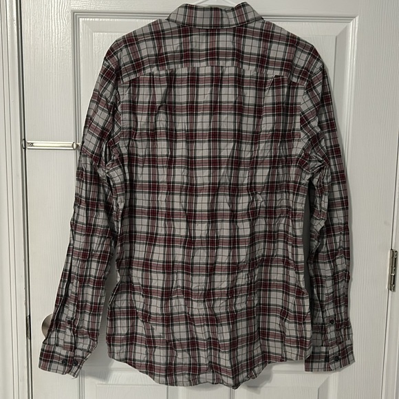 NWT Goodfellow Men’s Button Down Shirt Gray Red Plaid Size Large - Picture 3 of 4